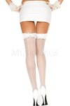Backseam lace ruffle sheer thigh hi