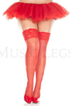 Plus size lace top sheer thigh hi