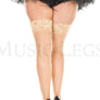 Plus size lace top backseam sheer thigh hi