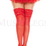 Plus size wide lace top sheer thigh hi