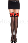 Satin bow sheer thigh hi