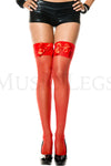 Satin bow sheer thigh hi