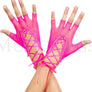 Lace up wrist length fishnet fingerless gloves
