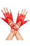 Lace up wrist length fishnet fingerless gloves