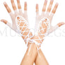 Lace up wrist length fishnet fingerless gloves