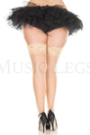 Plus size backseam silicone lace top spandex thigh hi