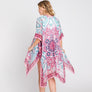 DIONA J ABSTRACT PAISLEY PRINT KIMONO CARDIGAN ONE SIZE COLOR PINK