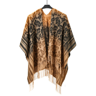 DIONA J LEOPARD SHAWL KIMONO ONE SIZE COLOR BROWN