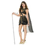 Exquisite Egyptian 3pcs Black Women's Halloween Cosplay Costume Majestic Pharaoh Regal Look (Extra Small)