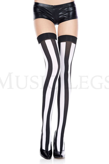 Striped opaque thigh hi