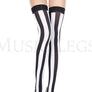 Striped opaque thigh hi