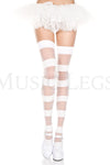 Wide striped sheer thigh hi