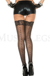 Lace top heart backseam sheer thigh hi