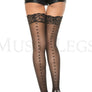 Lace top heart backseam sheer thigh hi
