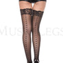 Lace top heart backseam sheer thigh hi