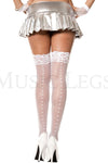 Lace top heart backseam sheer thigh hi