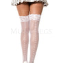 Lace top heart backseam sheer thigh hi