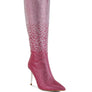 Orymple Shiny Rhinestone Studded Calf Boots