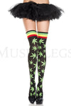 Leaf print thigh hi with striped top
