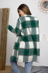 Double Take Full Size Plaid Button Up Lapel Collar Coat