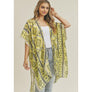 DIONA J TRIBAL PATTERN KIMONO CARDIGAN COVER UP ONE SIZE COLOR YELLOW