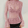 Mock Neck Long Sleeve Lace Top