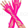 Fingerless lace up fishnet elbow length warmer
