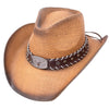 WESTERN STYLE COWBOY HAT WITH BAND COLOR NATURAL