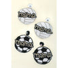 DIONA J MAMA JEWELED AND BEADED SPORTS BALL EARRINGS WHITE