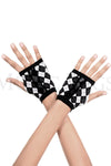 Harlequin with fishnet insert gloves