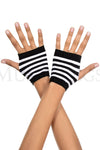 Black and white striped gloves