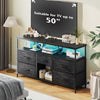 TV Stand Dresser With 5 Drawers, TV Stands Entertainment Center For 50 Inch Television, Media Console Table With Power Outlets And LED Lights, Office Lockers, Open Shelf, Living Room