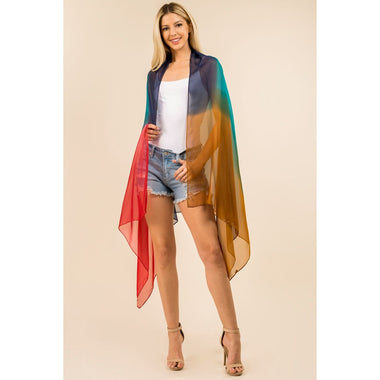 DIONA J FASHION MESH MULTI COLOR COVER UP KIMONO SHAWL ONE SIZE COLOR GREEN