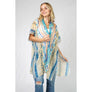 DIONA J AZTEC PRINT KIMONO CARDIGAN ONE SIZE COLOR NAVY AND YELLOW