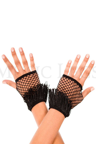Fringed mini diamond net gloves
