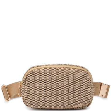 DIONA J WOVEN TEXTURED PATTERN NALA BELT BAG COLOR BROWN