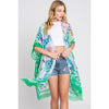 DIONA J HAND DRAWN WATERCOLOR FLOWER GARDEN KIMONO ONE SIZE COLOR GREEN