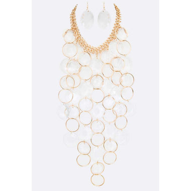 DIONA J ACRYLIC CHANDELIER RED CARPET NECKLACE SET GOLD/CLEAR