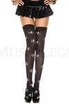 Cross skull print opaque thigh hi