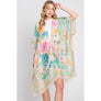 DIONA J HAND DRAWN WATERCOLOR FLOWER GARDEN KIMONO ONE SIZE COLOR BEIGE