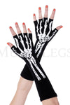 Short print skeleton gloves