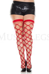 Plus size multi strands spandex diamond net thigh hi