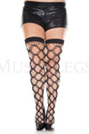 Plus size multi strands spandex diamond net thigh hi