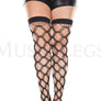 Plus size multi strands spandex diamond net thigh hi