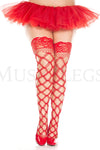 Plus size lace top with silicone multi strands spandex diamond net thigh hi