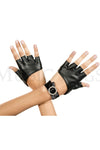 Metallic fingerless gloves with rhinestone wrist band