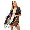 DIONA J MULTI COLOR STRIPE NET KIMONO ONE SIZE COLOR BLACK