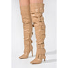 Cape Robbin Pointy Toe Buckle Over Knee Boots Nude Size 11