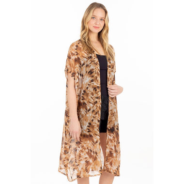 DIONA J FASHION PRINT KIMONO ONE SIZE COLOR BROWN