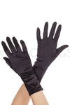 Wrist length satin gloves